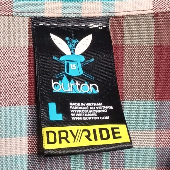 Burton DRYRIDE Men’s Plaid Button Up Shirt Large Moisture Wicking Outdoor Layer - Picture 9 of 13